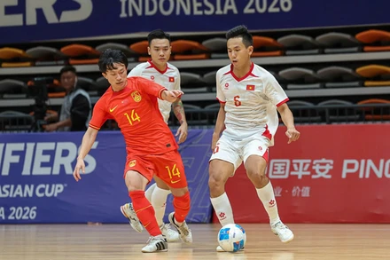 Đội tuyển futsal Việt Nam áp đảo thế trận. (Ảnh: VFF)