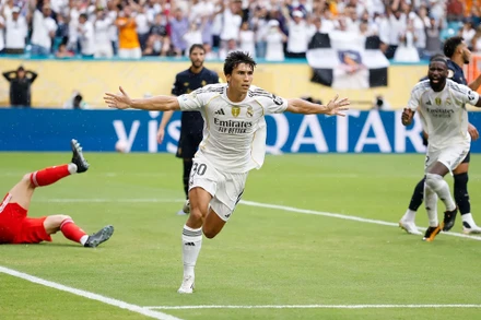 Gonzalo Garcia ghi bàn thắng duy nhất của trận đấu. (Ảnh: Real Madrid)