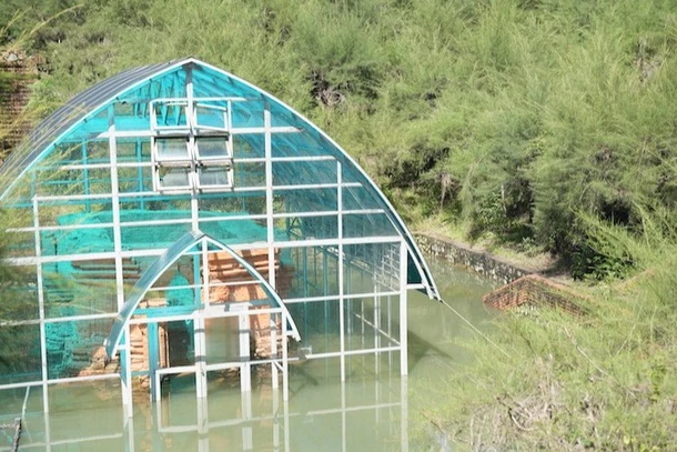 Tháp Chăm Phú Diên đã bị bị ngập nước kéo dài.