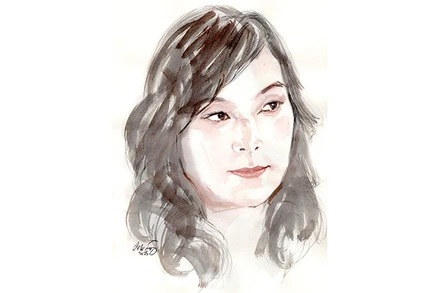 Ký họa chân dung nhà thơ Đào Phong Lan của họa sĩ Đỗ Hoàng Tường.