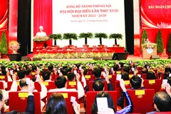 Quang cảnh Đại hội Đảng bộ thành phố Hà Nội lần thứ 18, nhiệm kỳ 2025-2030.