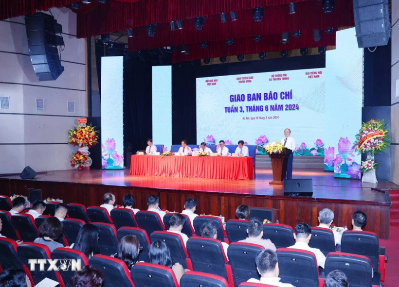 Hội nghị giao ban báo chí. (Ảnh: TTXVN)