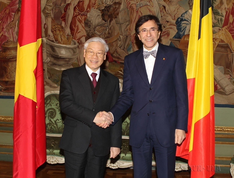 Tổng Bí thư Nguyễn Phú Trọng và Thủ tướng Vương quốc Bỉ Elio Di Rupo trong chuyến thăm Vương quốc Bỉ, tháng 1/2013. (Ảnh: TTXVN)