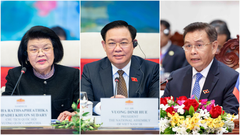 Ba Chủ tịch Quốc hội ba nước Campuchia, Việt Nam, Lào sẽ đồng chủ trì Hội nghị cấp cao Quốc hội 3 nước Campuchia-Lào-Việt Nam lần thứ nhất. (Ảnh: quochoi.vn)