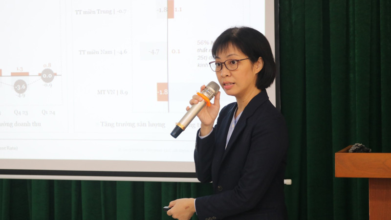 Diễn giả Nguyễn Cao Ngọc Dung phân tích các yếu tố ảnh hưởng đến kế hoạch bán lẻ.