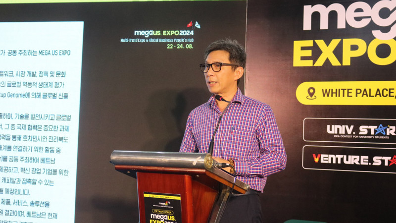 Tiến sĩ Nguyễn Việt Dũng, Giám đốc Sở Khoa học và Công nghệ Thành phố Hồ Chí Minh phát biểu tại lễ công bố