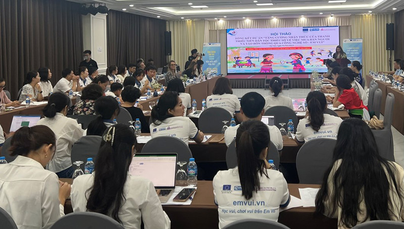 Toàn cảnh Hội thảo Tổng kết dự án "Em Vui". 