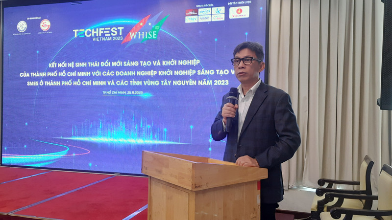 Giám đốc Sở Khoa học và Công nghệ Thành phố Hồ Chí Minh Nguyễn Việt Dũng phát biểu tại Hội nghị.