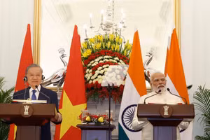 Tổng Bí thư, Chủ tịch nước Tô Lâm và Thủ tướng Ấn Độ Narendra Modi gặp gỡ báo chí. (Ảnh: Thống Nhất/TTXVN)