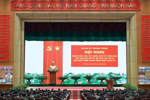 Quang cảnh hội nghị tại điểm cầu Bộ Quốc phòng. (Ảnh: Bộ Quốc phòng)