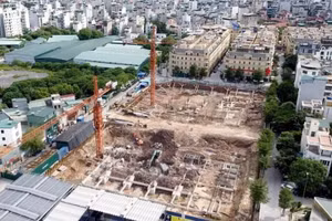 Dự án nhà ở xã hội NO1 Hạ Đình, Khu đô thị Hạ Đình, xã Tân Triều, huyện Thanh Trì thi công phần móng. (Ảnh: Văn Minh)