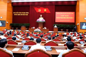 Quang cảnh cuộc gặp mặt tại Trụ sở Trung ương Đảng. (Ảnh: ĐĂNG KHOA)