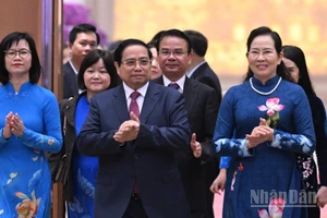 Thủ tướng Phạm Minh Chính tới dự gặp mặt và trao Giải thưởng Kovalevskaia. (Ảnh: TRẦN HẢI)