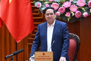 Thủ tướng Chính phủ Phạm Minh Chính phát biểu ý kiến chỉ đạo cuộc làm việc với Bộ Quốc phòng. (Ảnh: TRẦN HẢI)