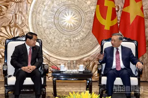 Tổng Bí thư, Chủ tịch nước Tô Lâm phát biểu tại buổi tiếp Đoàn đại biểu thủ đô Viêng Chăn (Lào). (Ảnh: ĐĂNG KHOA)