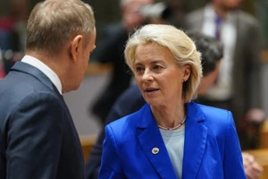 Chủ tịch Ủy ban châu Âu Ursula von der Leyen trước thềm Hội nghị thượng đỉnh EU tại Brussels (Bỉ) ngày 19/3/2026. (Ảnh: XINHUA)