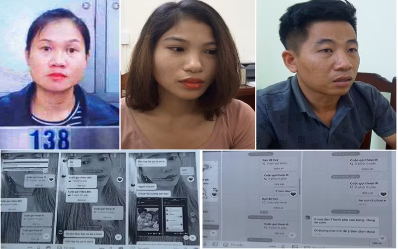 Các đối tượng trong đường dây mua, bán người thông tin trao đổi liên quan.