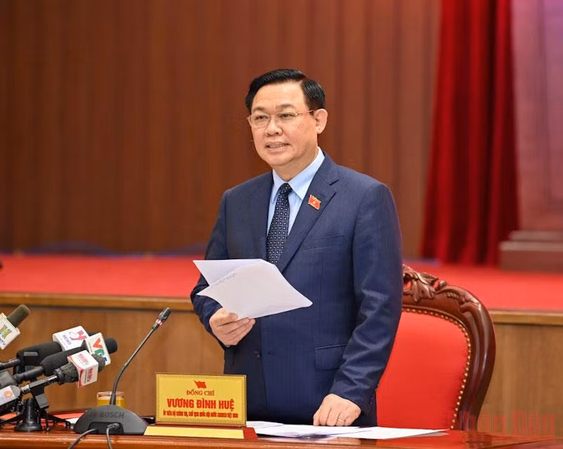 Chủ tịch Quốc hội Vương Đình Huệ phát biểu tại Hội nghị. (Ảnh: DUY LINH)