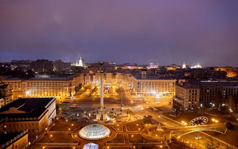 Toàn cảnh thủ đô Kiev, Ukraine, sau khi Tổng thống Nga Putin cho phép triển khai chiến dịch quân sự ở miền Đông Ukraine, ngày 24/2. (Ảnh: Reuters)