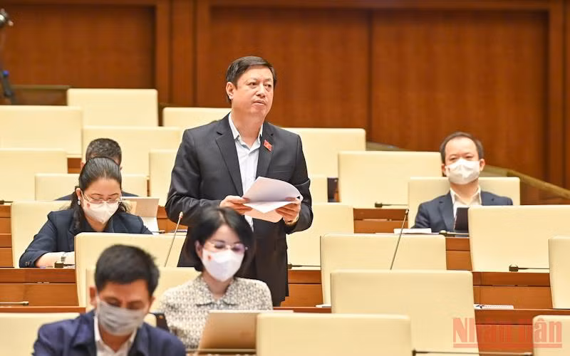 Đại biểu Quốc hội Dương Văn Thăng (TP Hồ Chí Minh) phát biểu tại phiên thảo luận trực tuyến về dự án Luật Cảnh sát cơ động. (Ảnh: LINH NGUYÊN)