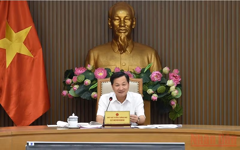 Phó Thủ tướng Lê Minh Khái tại phiên họp. (Ảnh: VGP)