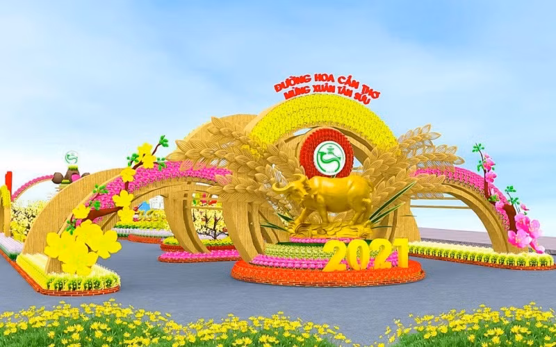 TP Cần Thơ thực hiện đường hoa nghệ thuật với hơn 40.000 giỏ hoa, cây cảnh -0