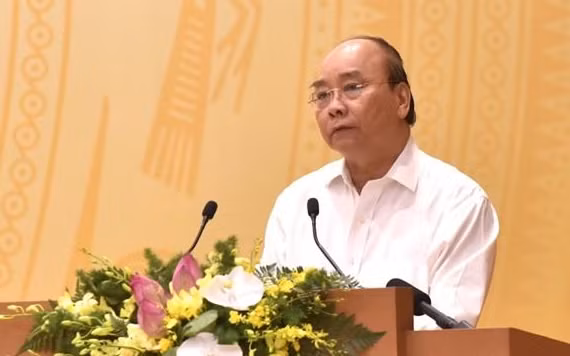Thủ tướng Nguyễn Xuân Phúc phát biểu ý kiến tại Hội nghị.