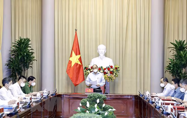 Chủ tịch nước Nguyễn Xuân Phúc phát biểu. (Ảnh: TTXVN)