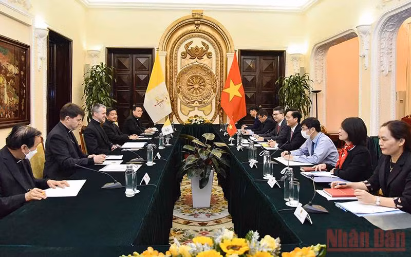 Quang cảnh cuộc họp vòng IX Nhóm Công tác hỗn hợp Việt Nam-Tòa thánh Vatican. (Ảnh: Bộ Ngoại giao)