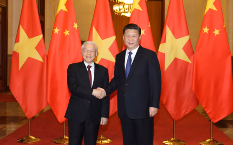 Tổng Bí thư Nguyễn Phú Trọng và Tổng Bí thư, Chủ tịch nước Trung Quốc Tập Cận Bình. Ảnh: TTXVN
