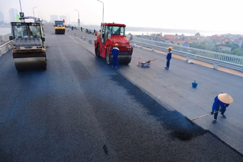 Mặt cầu Thăng Long đã hoàn tất các công việc cuối cùng để sẵn sàng thông xe.