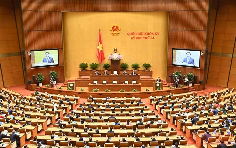 Quang cảnh phiên bế mạc Kỳ họp thứ 3, Quốc hội khóa XV, chiều 16/6. (Ảnh: LINH NGUYÊN)