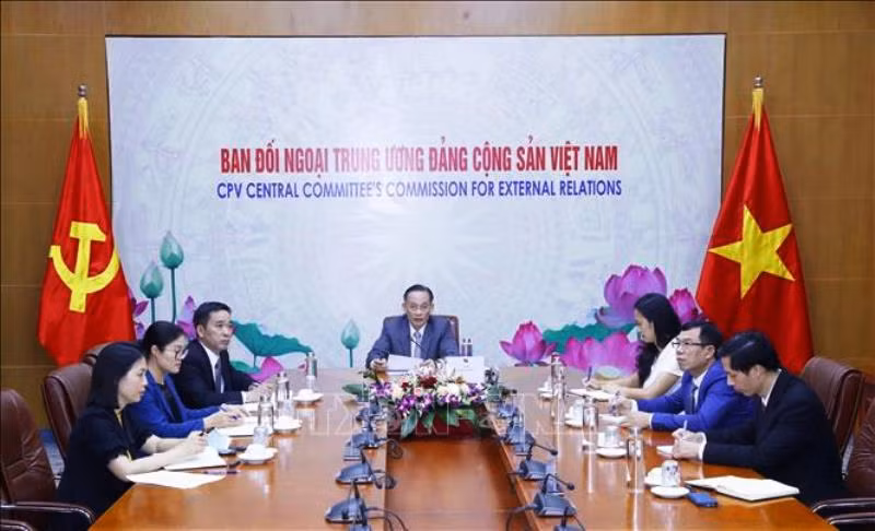 Quang cảnh hội đàm trực tuyến. (Ảnh: TTXVN)