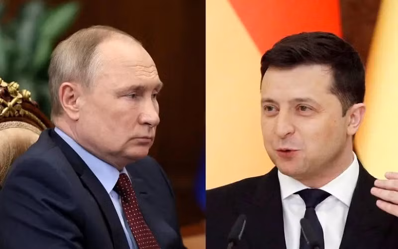 Tổng thống Nga Vladimir Putin (trái) và Tổng thống Ukraine Volodymyr Zelensky. (Ảnh: Reuters)
