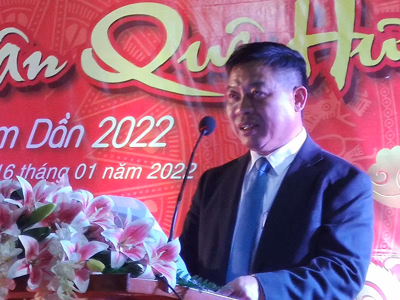 Đại sứ Nguyễn Huy Tăng phát biểu tại liên hoan mừng Xuân 2022. (Ảnh: Nguyễn Hiệp)