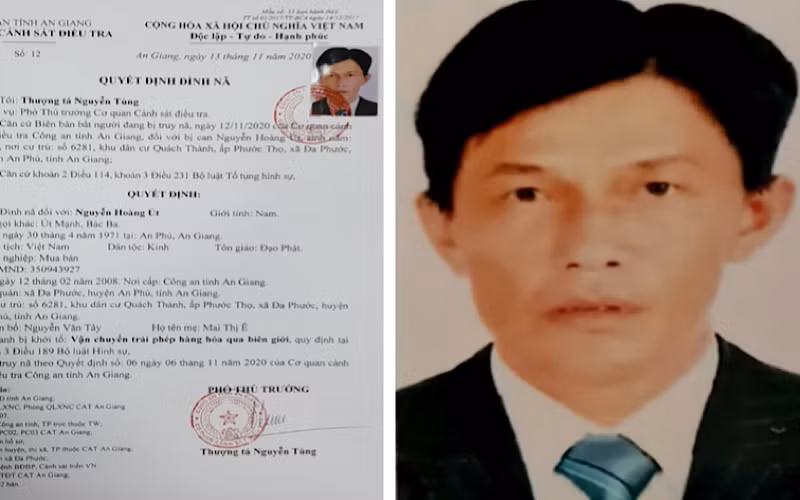 Nguyễn Hoàng Út đã sa lưới. (Ảnh do Công an tỉnh cung cấp)