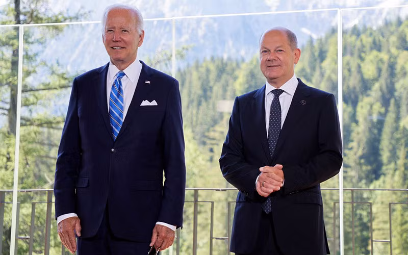 Tổng thống Mỹ Joe Biden đã có cuộc gặp riêng với Thủ tướng Đức Olaf Scholz. (Ảnh: Reuters)