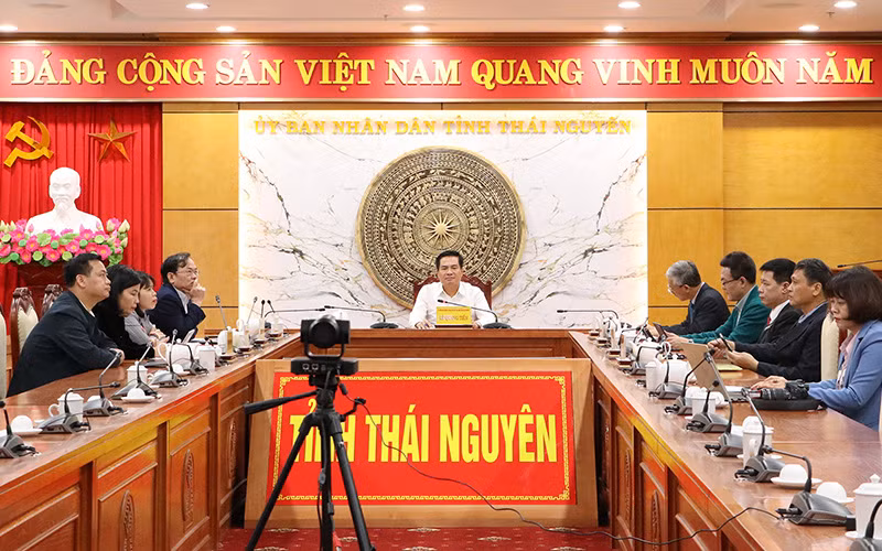 Các đại biểu dự diễn đàn tại điểm cầu tỉnh Thái Nguyên.