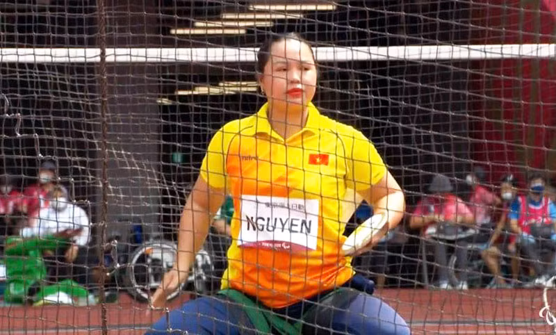 Vận động viên Nguyễn Thị Hải thi đấu tại Paralympic Tokyo 2020. (Ảnh: IOC)