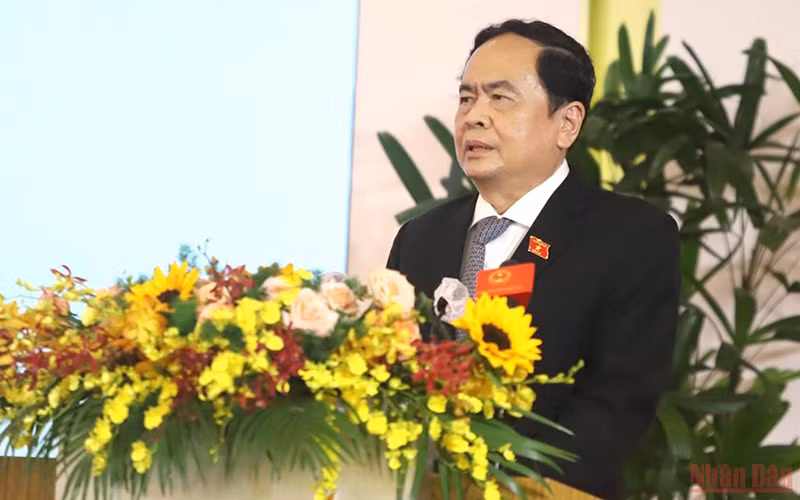Đồng chí Trần Thanh Mẫn, Ủy viên Bộ Chính trị, Phó Chủ tịch Thường trực Quốc hội phát biểu chỉ đạo hội nghị. (Ảnh: ANH ĐÀO)