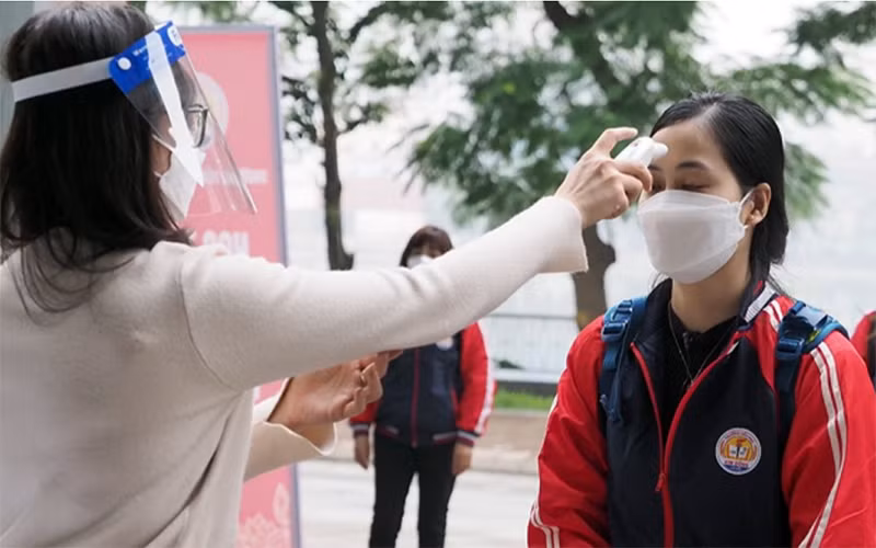 Diễn tập đón học sinh tiểu học đến trường trên địa bàn quận Ba Đình.