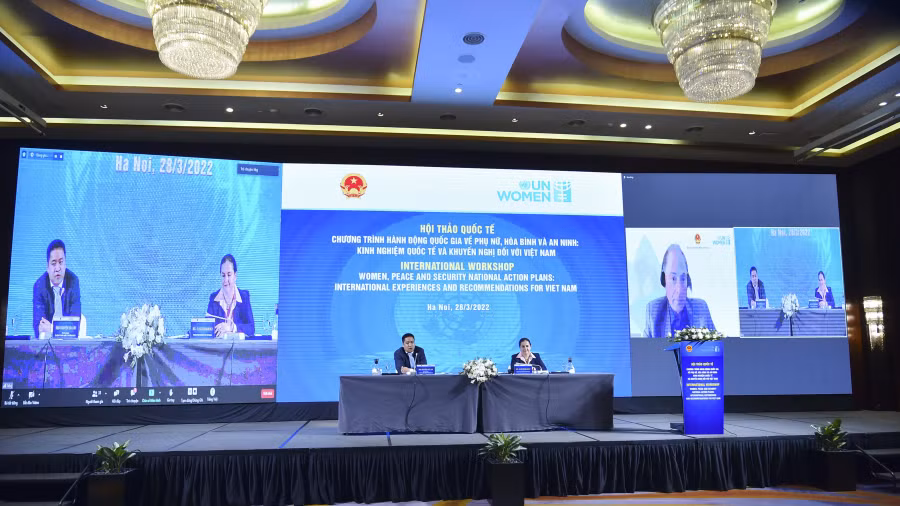 Hội thảo quốc tế “Chương trình hành động quốc gia về Phụ nữ, Hòa bình và An ninh: Kinh nghiệm quốc tế và khuyến nghị đối với Việt Nam”. (Ảnh: UN Women)