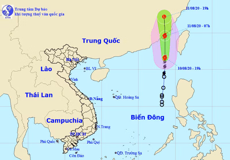 Vị trí và hướng di chuyển của bão số 3. (Nguồn: nchmf.gov.vn)