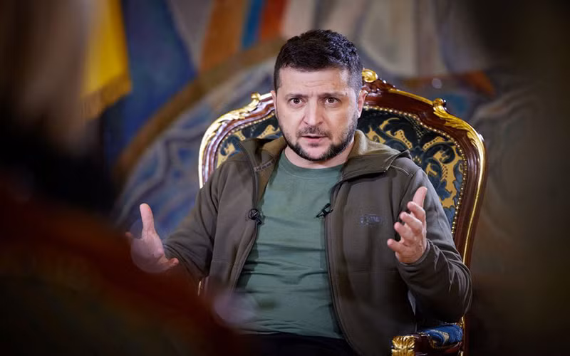 Tổng thống Ukraine Volodymyr Zelensky trong một cuộc phỏng vấn ngày 21/3. (Ảnh: Văn phòng Tổng thống Ukraine)