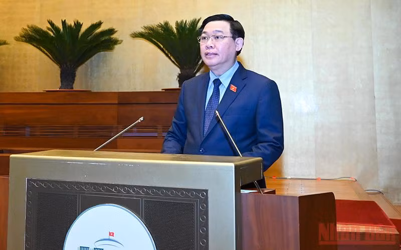Chủ tịch Quốc hội Vương Đình Huệ phát biểu khai mạc. (Ảnh: Duy Linh)