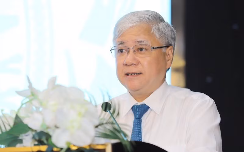 Bí thư Trung ương Đảng, Chủ tịch Ủy ban Trung ương Mặt trận Tổ quốc Việt Nam Đỗ Văn Chiến phát biểu tại Hội nghị.