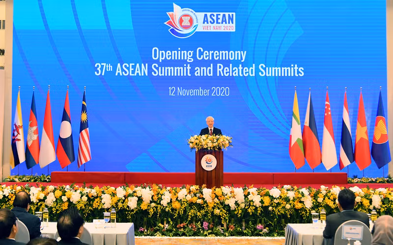 Tổng Bí thư, Chủ tịch nước Nguyễn Phú Trọng phát biểu chào mừng Hội nghị cấp cao ASEAN lần thứ 37. (Ảnh: DUY LINH)