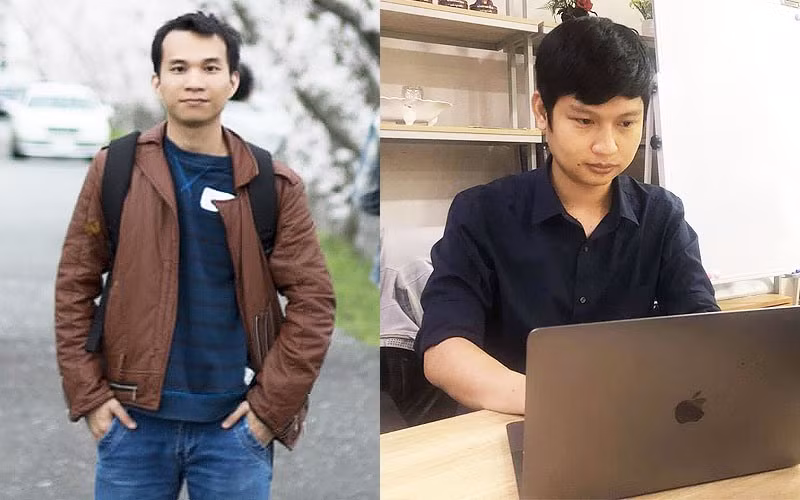Hai tác giả bản đồ số hóa địa điểm bán các mặt hàng thiết yếu Trần Thanh Tuấn (bên phải) và Nguyễn Hữu Đạt.