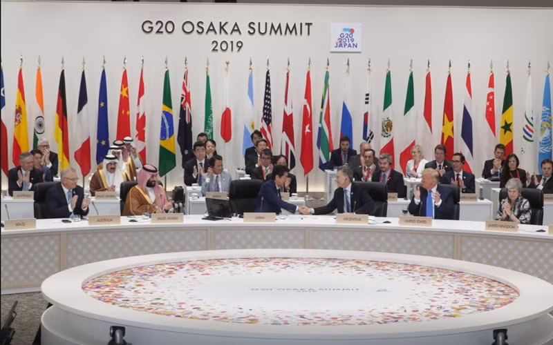 Phiên bế mạc Hội nghị thượng đỉnh G20 tại Nhật Bản, năm 2019. (Ảnh: Reuters)