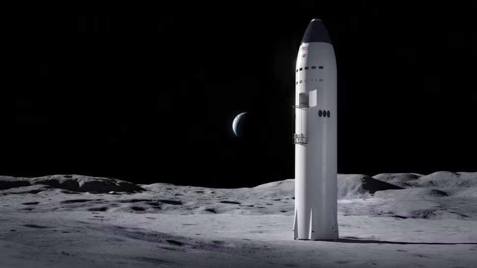 Hình ảnh minh họa phi thuyền của SpaceX trên mặt trăng. Ảnh: SpaceX.